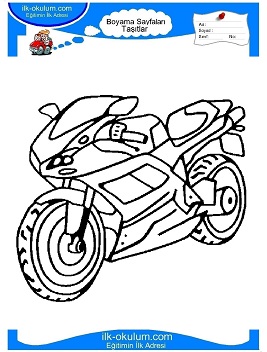 Çocuklar İçin Motor Boyama Sayfaları 